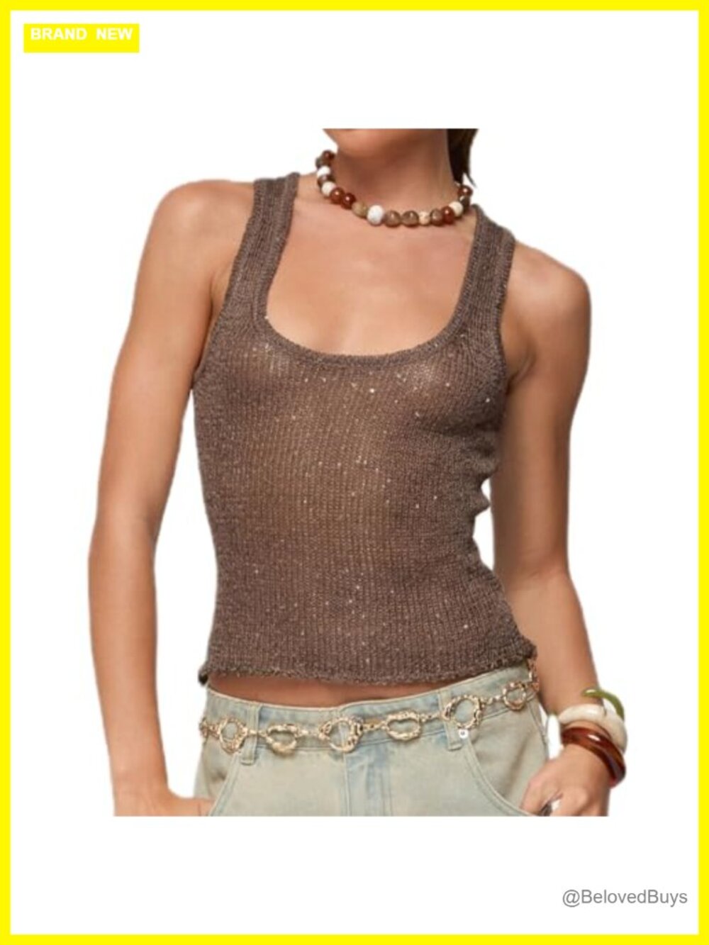 Sparkly Sheer Mesh Scoop Neck Sleeveless Crop Tank Top Y2K Summer Club Party